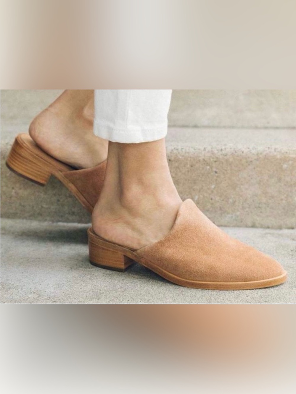 Soludos Venetian Suede Tan Preppy Neutral Minimalist Closet Staple Mules 7.5